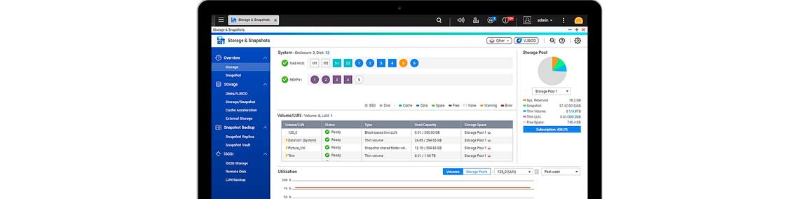 Gerenciador de armazenamento e snapshots
