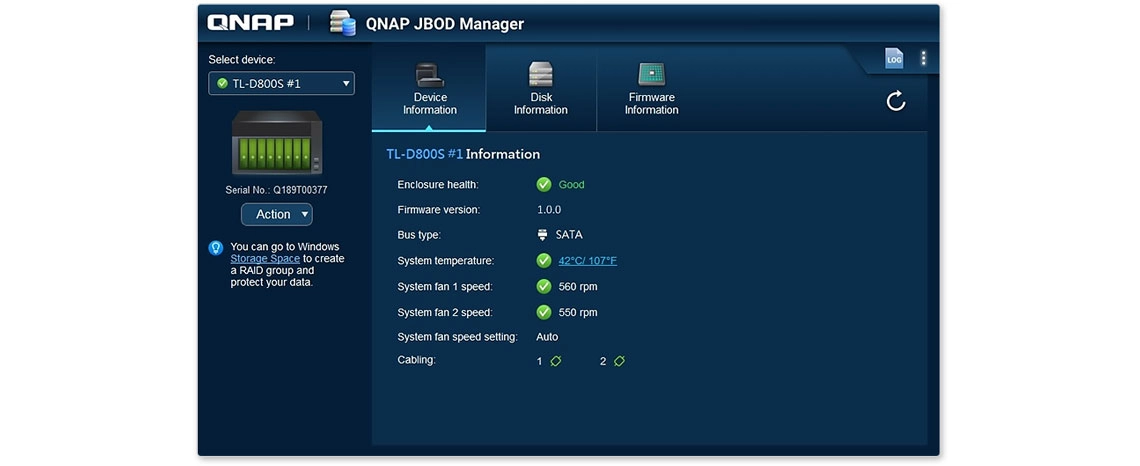 Gerencie o status do sistema com o JBOD Manager