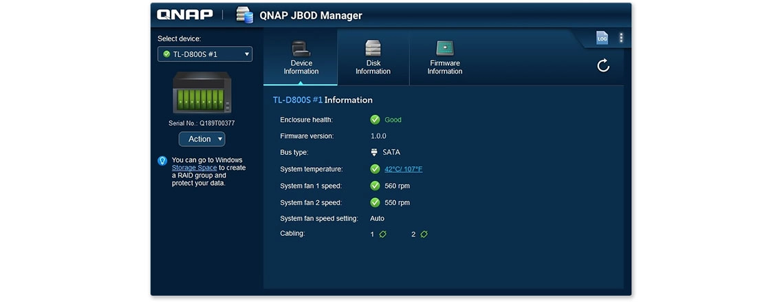 Gerencie o status do JBOD em PCs e servidores com o QNAP JBOD Manager