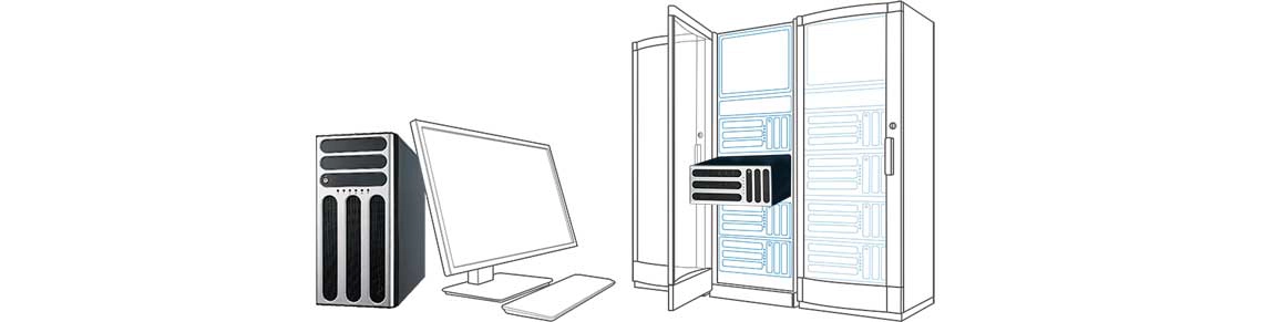 Um servidor com design para escritórios ou data centers