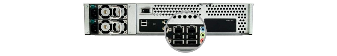 Infortrend EonNAS 1510 com duas portas LAN para link aggregation