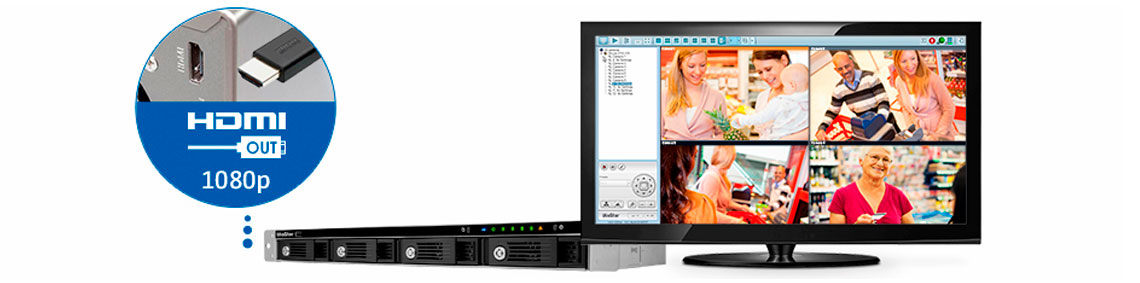 Monitoramento sem PC via HDMI com o VioStor VS-4108U-RP Pro+