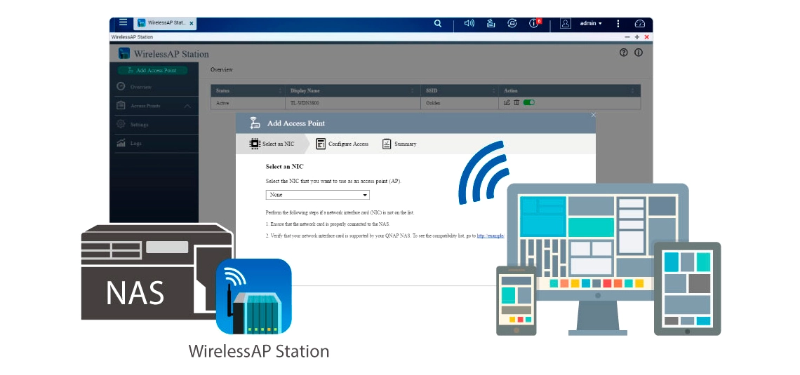 Servidor com WirelessAP Station