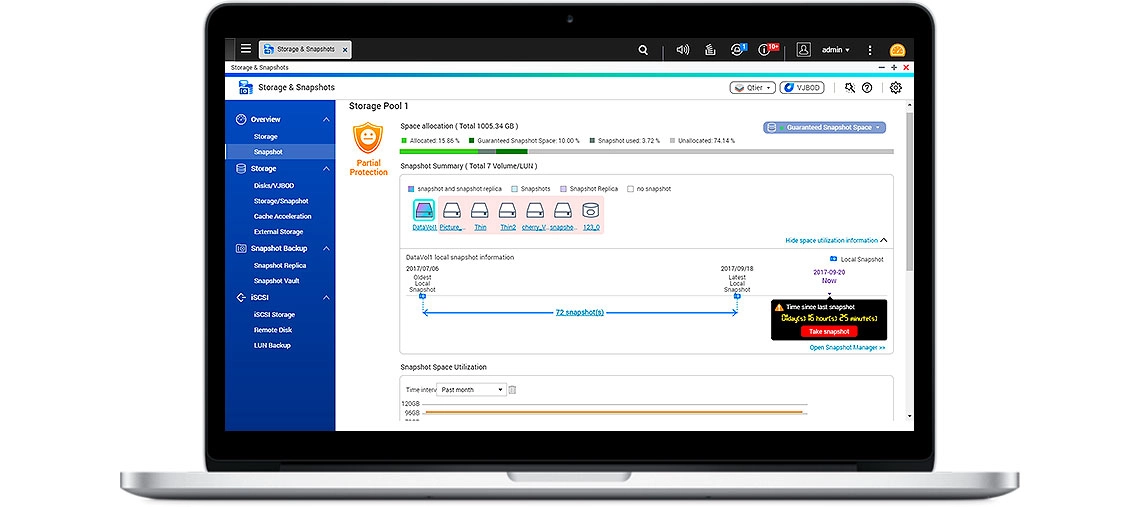 Snapshot com registro em blocos de armazenamento em SSD