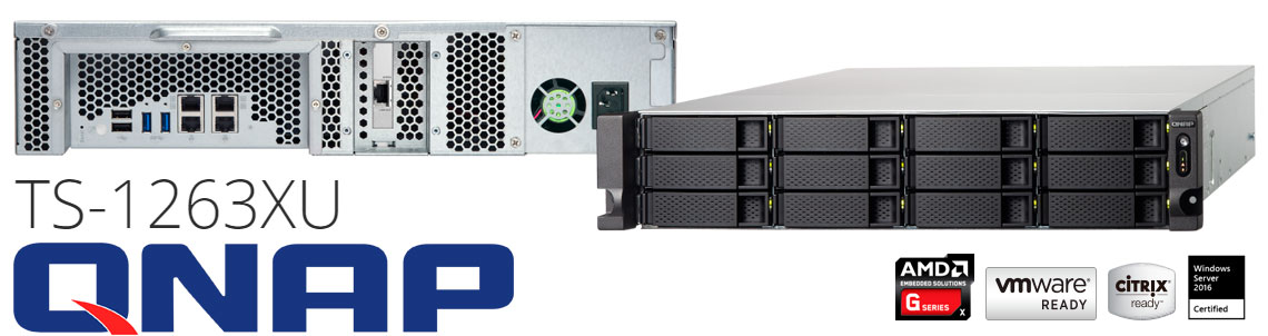 Qnap TS-1263XU 48TB, Storage NAS 12 baias para backup e virtualização
