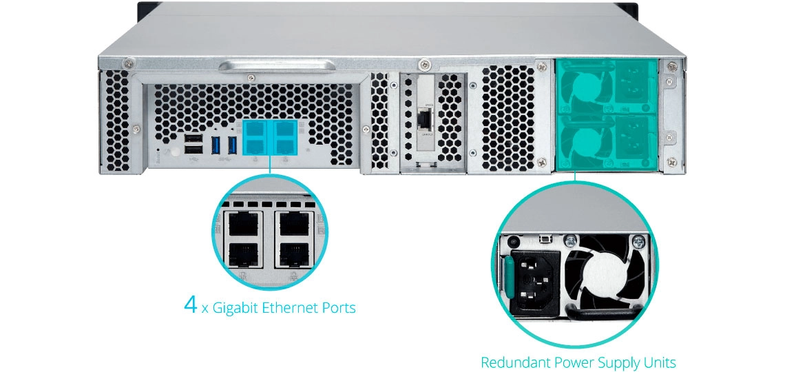 Qnap TS-863XU-RP 8TB, storage com fonte de alimentação redundante e 4 portas LAN