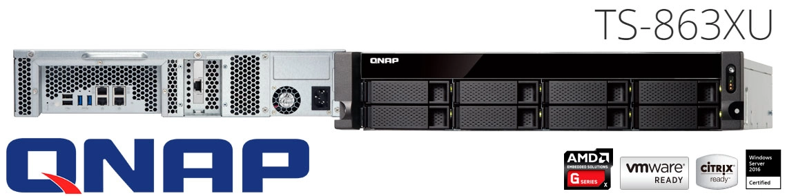 Qnap TS-863XU, servidor NAS 8 baias hot-swappable rackmount