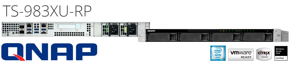 Qnap TS-983XU-RP, Storage NAS 20TB com 5 gavetas SSD