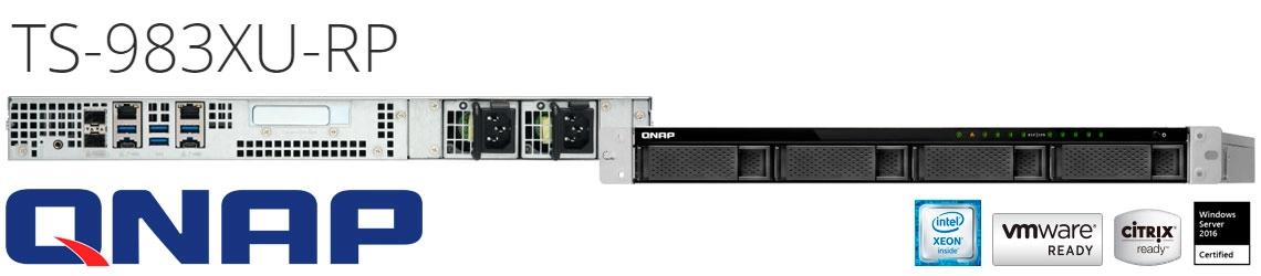 Qnap TS-983XU-RP, Storage NAS 56TB com 5 gavetas SSD
