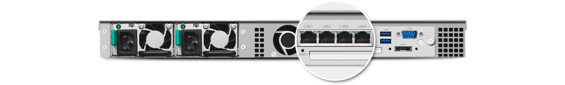 Quatro portas LAN para failover e suporte Link Aggregation