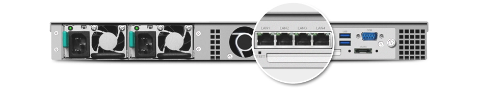 Quatro portas LAN para failover e suporte Link Aggregation