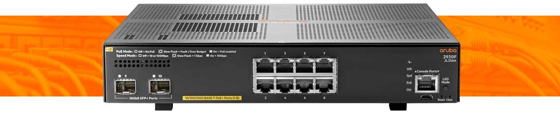 Recursos principais do switch Aruba 2930F JL258A