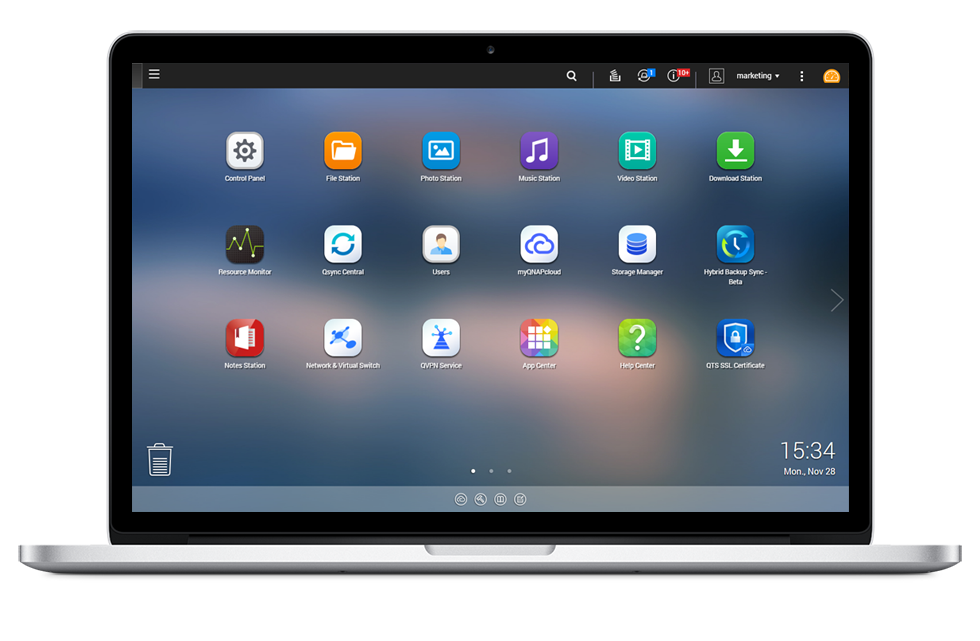 Sistema operacional QTS, interface intuitiva