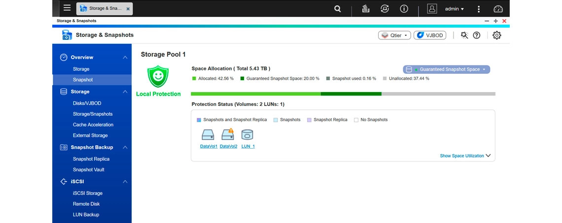 Snapshots e Hybrid Backup Sync para proteção de dados