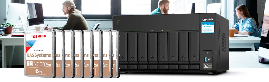 Solução de armazenamento TS-832PX com 48TB
