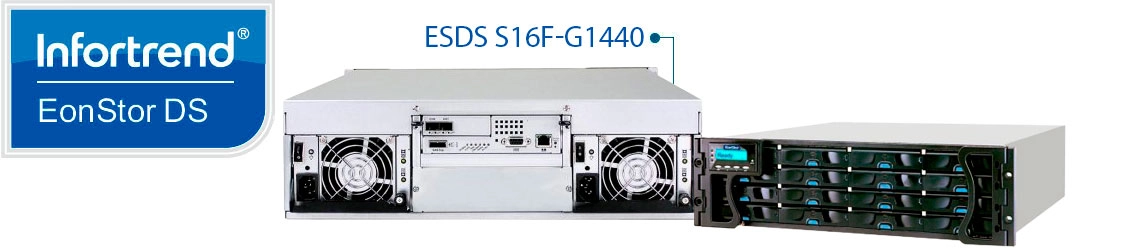 Storage Infortrend Fibre Channel ESDS S16F-G1440 com 16 baias hot-swappable SAS