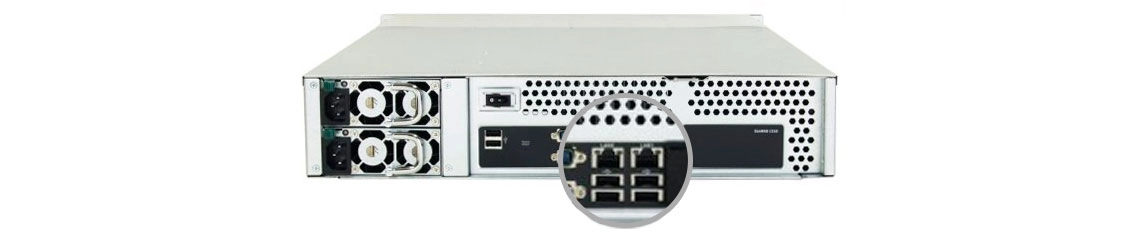 Storage NAS Infortrend com duas portas LAN para link aggregation