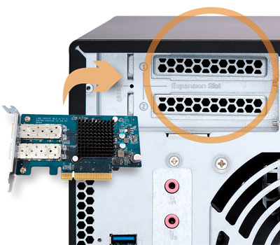 Dois slots PCIe para ampliar as funcionalidades NAS
