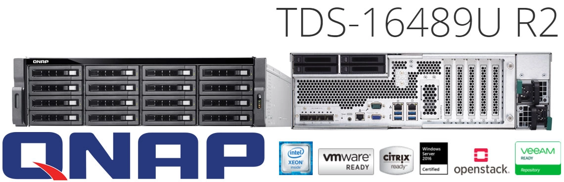 TDS-16489U R2, CPU dual e sistema SO dual com sistema operacional do QES ou QTS
