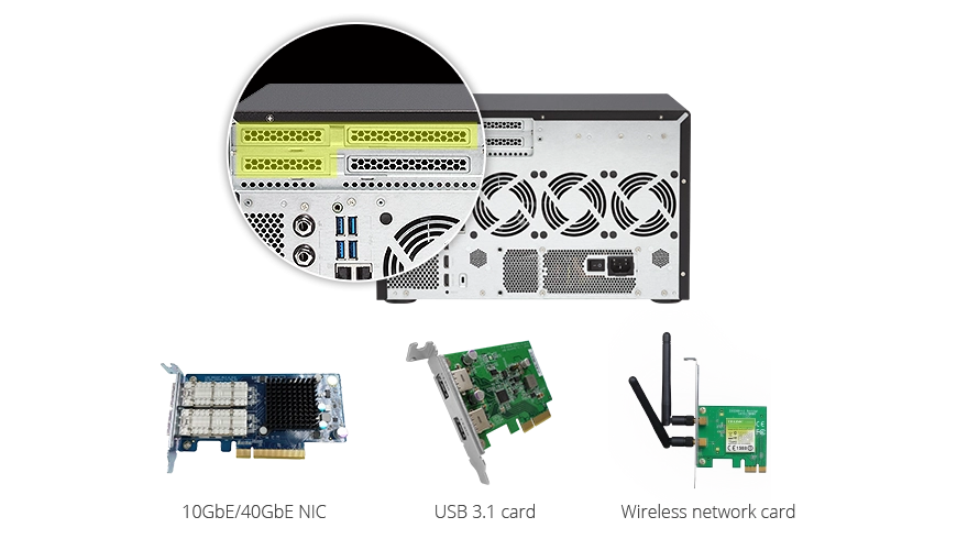 Slot PCIe para expandir as funcionalidades NAS