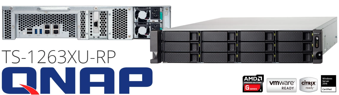 TS-1263XU-RP Qnap, storage rackmount 12 baias e uma porta 10GbE integrada