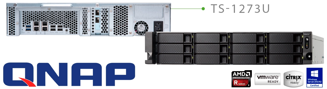 TS-1273U 144TB Qnap, storage NAS 12 baias e duas portas 10GbE