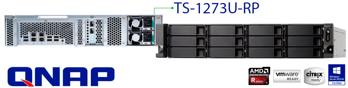 TS-1273U-RP 72TB Storage NAS 12 baias para HDDs SATA 
