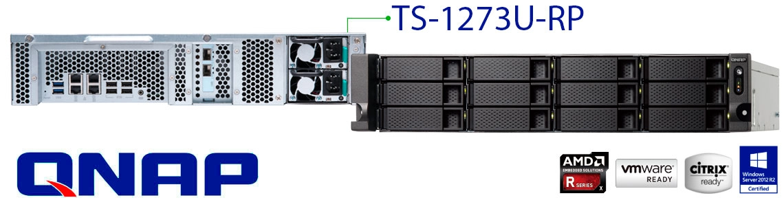 TS-1273U-RP 144TB Storage NAS 12 baias para HDDs SATA 