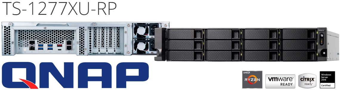 TS-1277XU-RP Qnap, Storage NAS 144TB com processador AMD Ryzen
