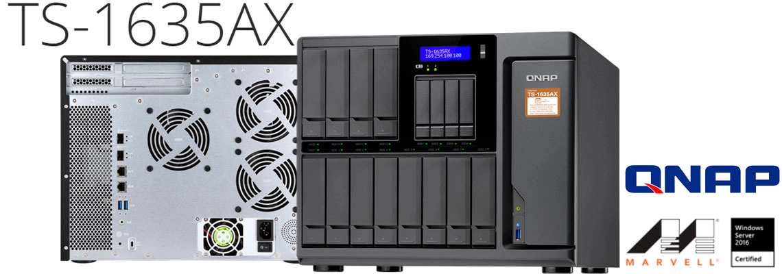 TS-1635AX Qnap, storage 12 baias, hot-swappable e 216TB de capacidade