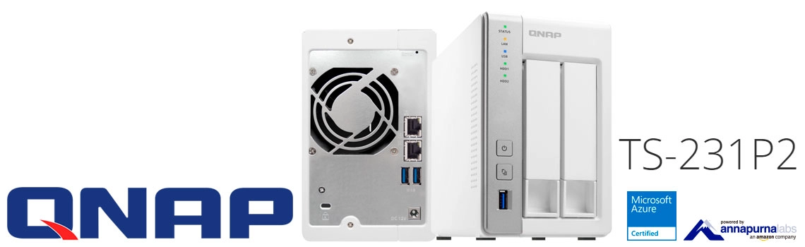 TS-231P2 Qnap, NAS 2 baias hot-swappable 16TB