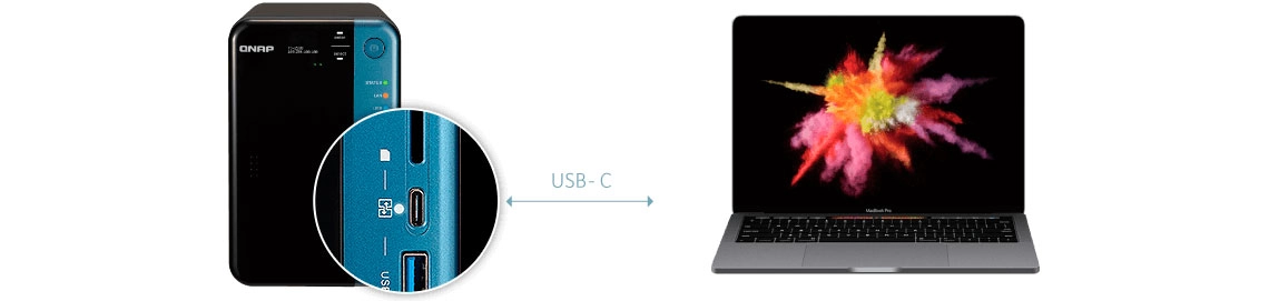 Um NAS doméstico com porta USB-C QuickAccess