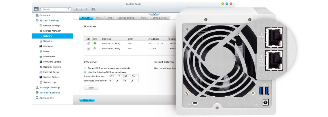 Um storage NAS 12TB e porta LAN dupla