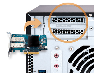 TS-473 com dois slots PCIe para ampliar as funcionalidade NAS