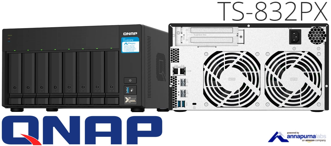 TS-832PX 8TB, storage NAS com 8 baias e portas LAN SFP+ 10GbE e 2,5GbE