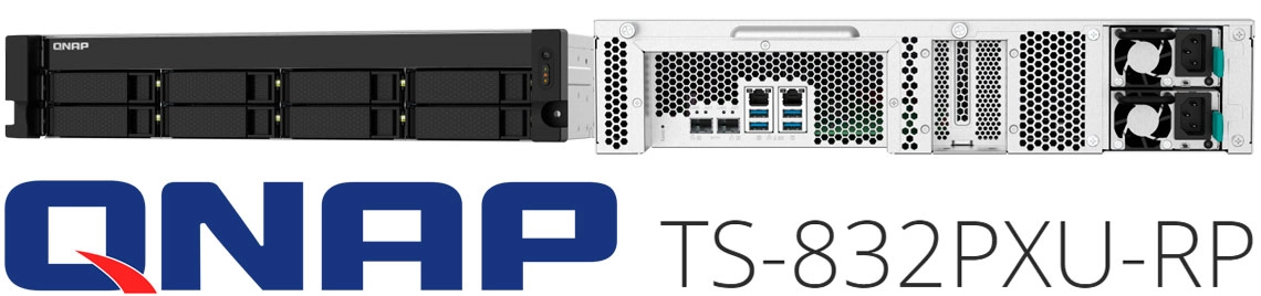 TS-832PXU-RP 144TB Qnap, NAS 8 bay SATA e conexão 2,5GbE