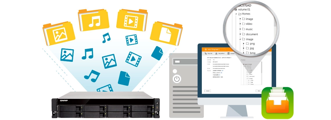 TS-853BU-RP, storage rackmount com Qfiling para automatizar a organização dos arquivos