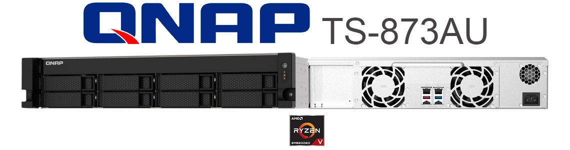TS-873AU 64TB Qnap, storage NAS AMD Ryzen quad-core com duas portas 2,5GbE