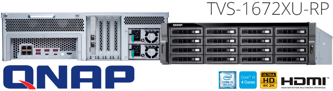 TVS-1672XU-RP 160TB Qnap, Storage NAS rackmount com fonte redundante 
