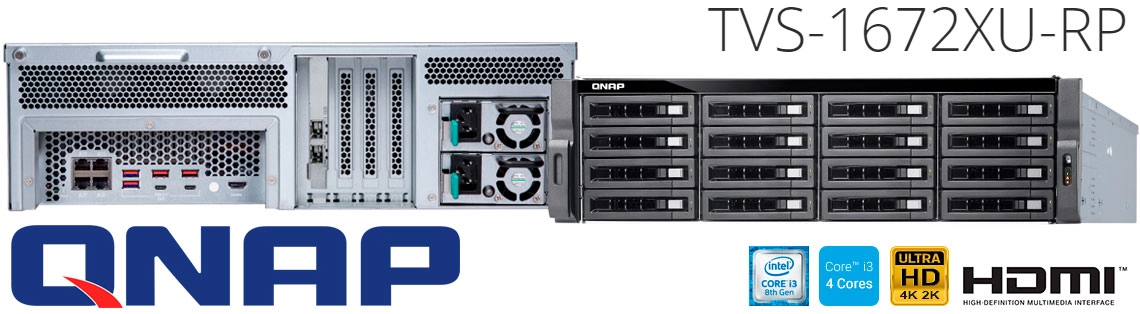 TVS-1672XU-RP 48TB Qnap, Storage NAS rackmount com fonte redundante 