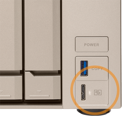 TVS-473e 12TB Qnap, porta USB de acesso direto aos arquivos