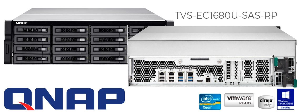TVS-EC1680U-SAS-RP Qnap, storage 16 baias hot-swappable SAS 12Gb/s