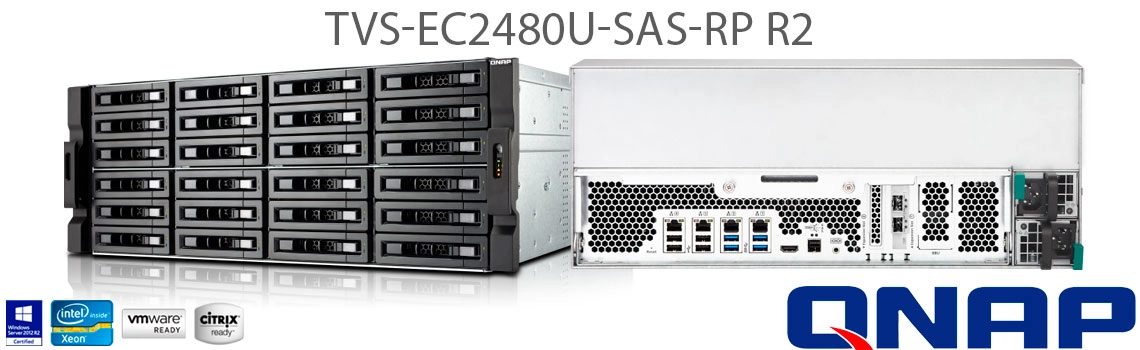 TVS-EC2480U-SAS-RP R2, armazenamento unificado de alto desempenho e 24 baias de 12 Gbps SAS 