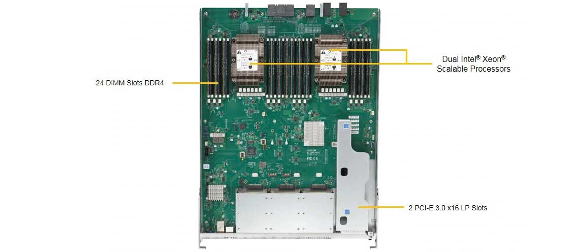 Um servidor 10U com dois processadores Intel Xeon