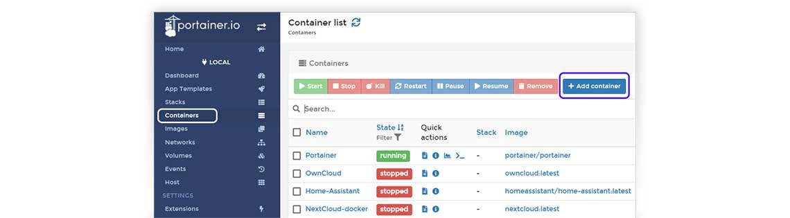 Um servidor com implementações do Docker com Portainer