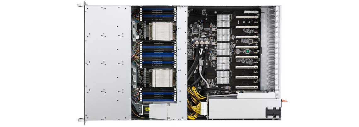 Um servidor GPU com hardware preparado para altas cargas de trabalho